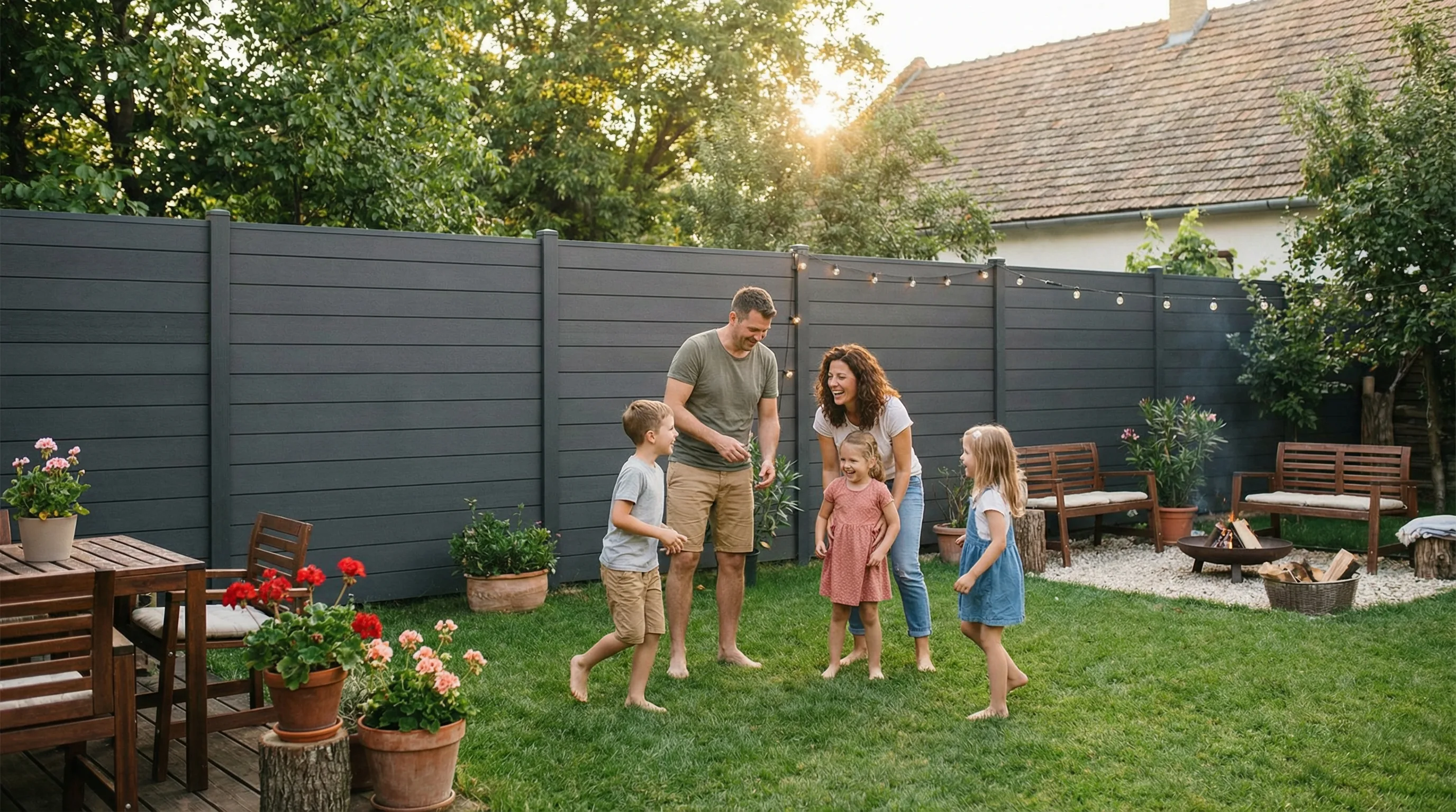 Premium WPC fence in modern garden